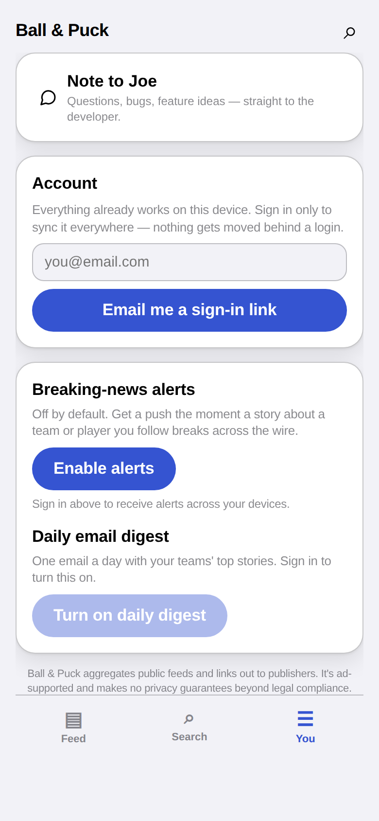 Works fully anonymous on one device โ sign in only to sync across your others.